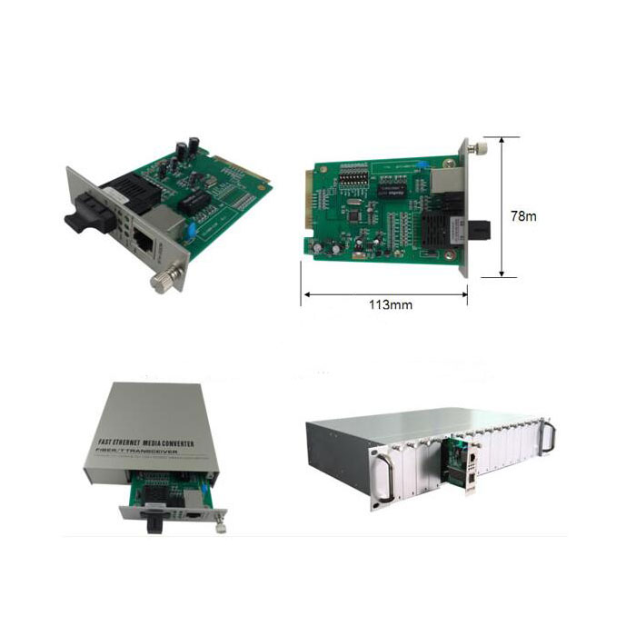 100M Card Type Single-mode Double Fiber SC Fiber Media Converter